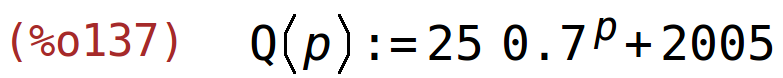 (%o137)	Q(p):=25*0.7^p+2005