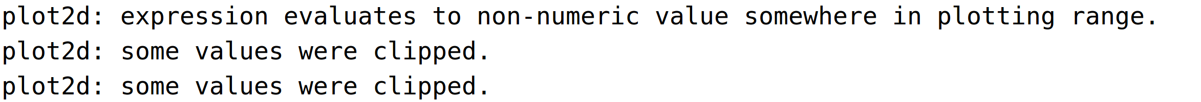 plot2d: expression evaluates to non-numeric value somewhere in plotting range.plot2d: some values were clipped.<BR>
plot2d: some values were clipped.<BR>
