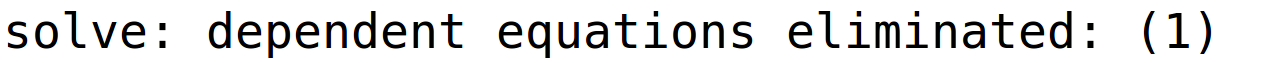 solve: dependent equations eliminated: (1)